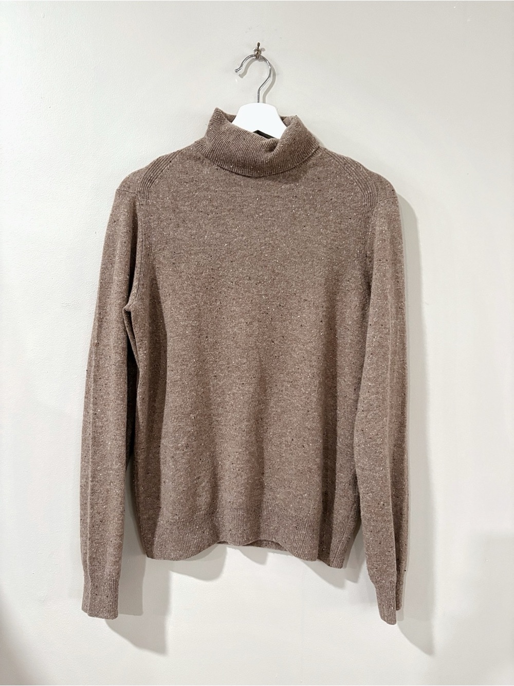 Naadam Cashmere Turtleneck Sweater S Beige Neppy Texture Speckled Quiet Luxury